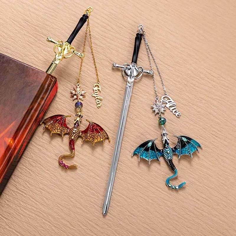 🐉 Your Name on a Fantasy Dragon Sword Bookmark!