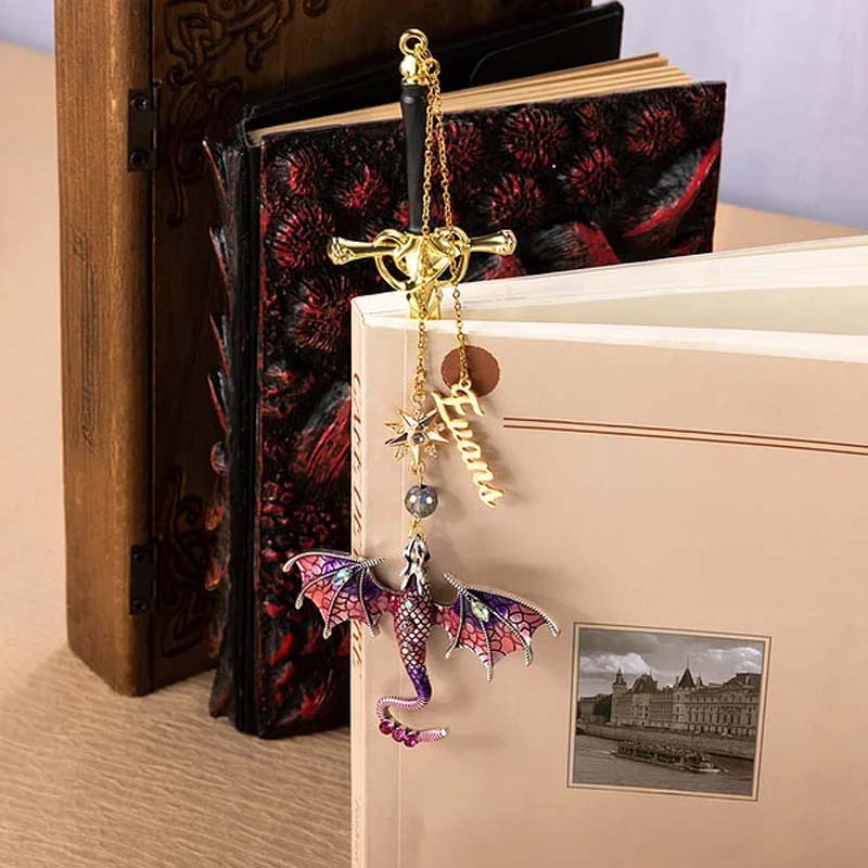 🐉 Your Name on a Fantasy Dragon Sword Bookmark!