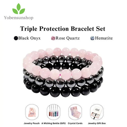 🛡️ Triple Protection Bracelet – Energy, Balance & Inner Strength