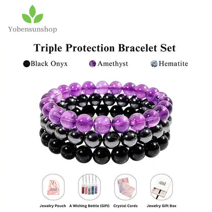 🛡️ Triple Protection Bracelet – Energy, Balance & Inner Strength