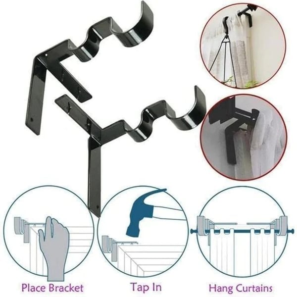 🔥 No Drill Curtain Rod Brackets Holders