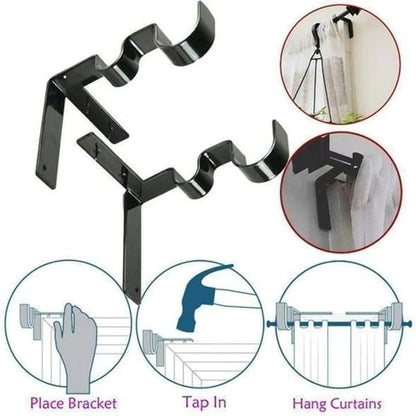 🔥 No Drill Curtain Rod Brackets Holders