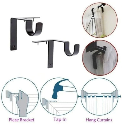 🔥 No Drill Curtain Rod Brackets Holders