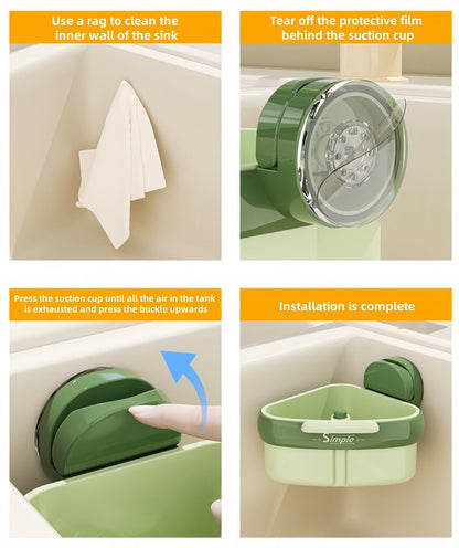 💧2025 New Release - Suction Cup Sink Corner Rack